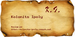Kolonits Ipoly névjegykártya